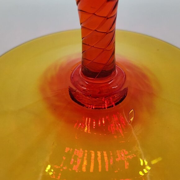 VTG Hand-Blown Amberina Glass Vase Brandy Snifter Cadmium UV Glow 10.75" - Picture 10 of 11